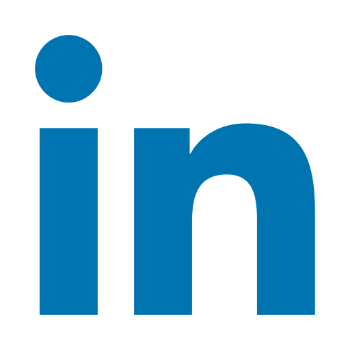 LinkedIn logo with blue background and white letters.