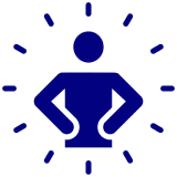 Blue figure with radiating lines