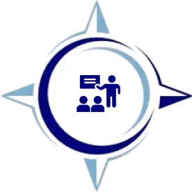 Educational symbol in blue compass