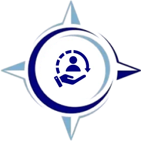 User support icon on compass background